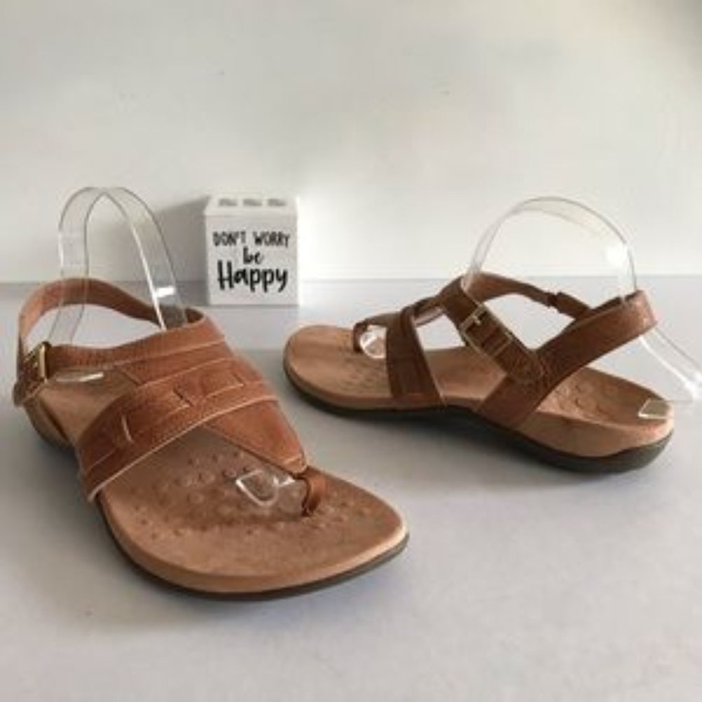 Vionic Lupe Leather Adjustable T-Strap Sandals - Picture 9 of 9